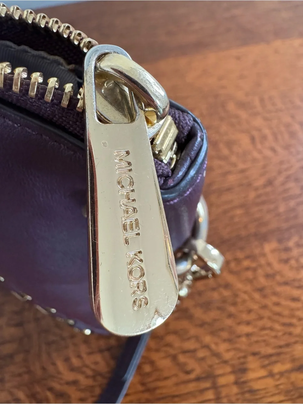 NWOT Michael Kors Sadie Plum Leather Satchel with Gold Hardware
